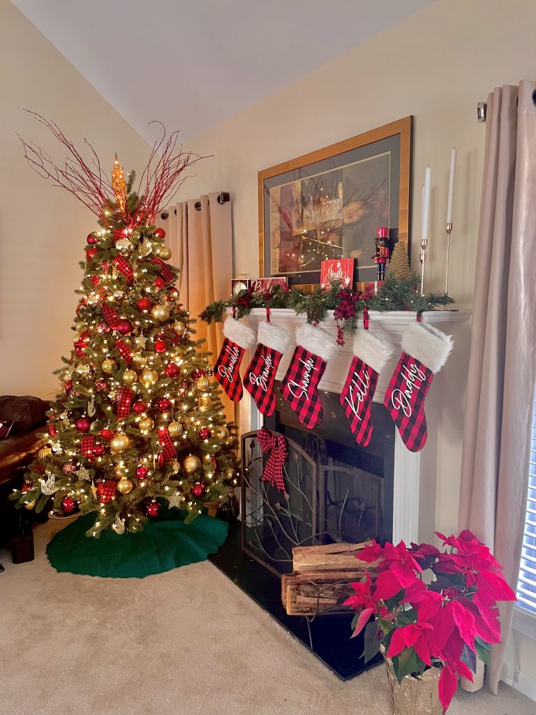 navigating grief Christmas tree with stockings